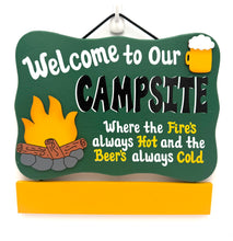 Load image into Gallery viewer, Fire's Hot Beer's Cold Camping Signs

