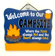 Load image into Gallery viewer, Fire's Hot Beer's Cold Camping Signs
