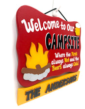 Load image into Gallery viewer, Fire's Hot Beer's Cold Camping Signs
