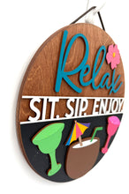 Load image into Gallery viewer, Relax Sit Sip Enjoy Circle Signs
