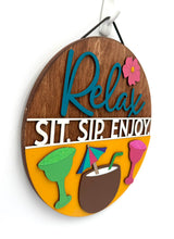 Load image into Gallery viewer, Relax Sit Sip Enjoy Circle Signs
