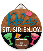 Load image into Gallery viewer, Relax Sit Sip Enjoy Circle Signs
